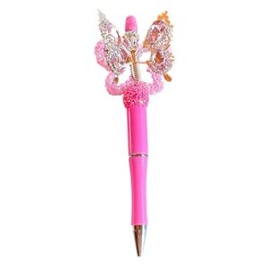 Light Pink Bouncing Butterfly Beaded Pen